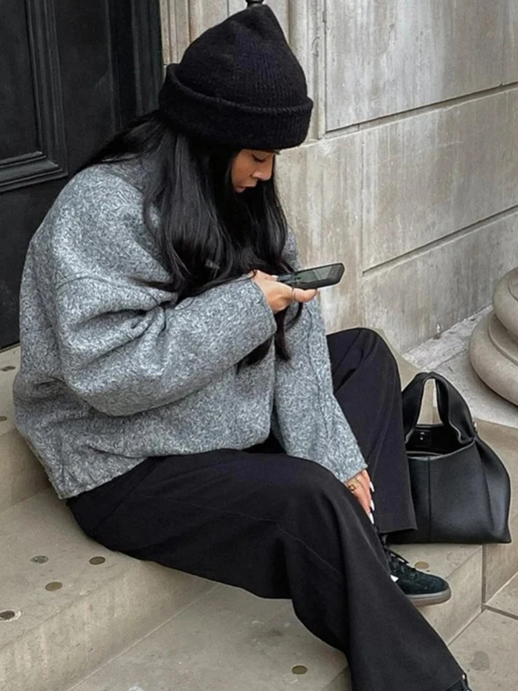 Zbza Женская Теплая Куртка Пилота Со Свободным Воротником-стойкой Двойными