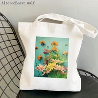women shopper bag i carry you with me cosmos flowers bag harajuku shopping canvas shopper bag girl handbag shoulder lady bag