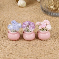 dollhouse miniature pink purple flowers fairy potted plant toys model for kid children play house garden decor accessories gifts