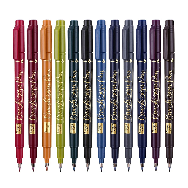 

12 Pcs/Lot Calligraphy Pen Japan Material Brush for Signature Chinese Words Learning Stationery School Supplies Papelaria