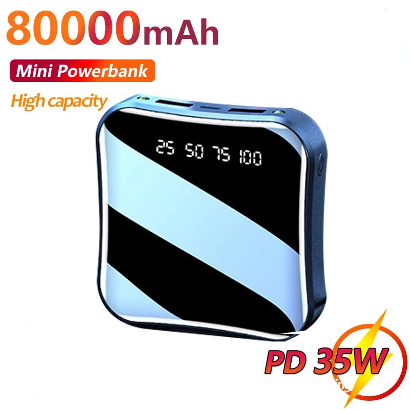 

Portable Mini Power Bank 80000mAh 2USB LED Display External Battery Charger One-way Quick Charge High-capacity Mobile for Phone