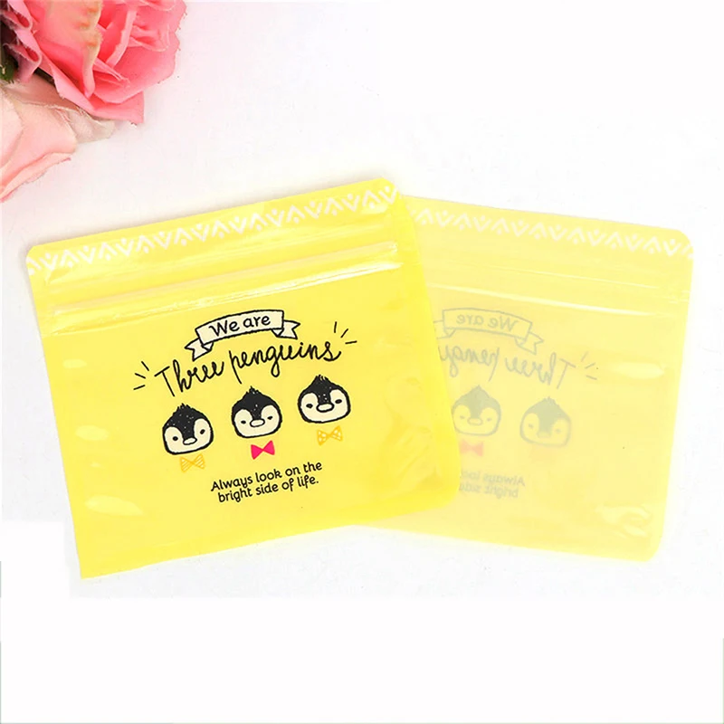

100Pcs Transparent Plastic Food Packaging Bag Nut Seal Bag Seal Pocket Casual Snacks Cartoon Bag for Candy Snacks