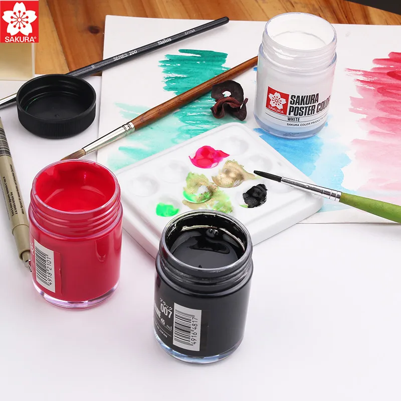 

1pc Sakura Poster Colors 30ml/45ml Degumming Pigment Gouache Paint Designer's Colour Artist Painting Supplies 15 Color Optional