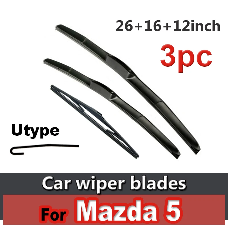 

Wiper Front & Rear Wiper Blades Set For Mazda 5 Premacy MK2 MK3 MPV 2005 - 2017 Windshield Windscreen Window 26"+16"+12"