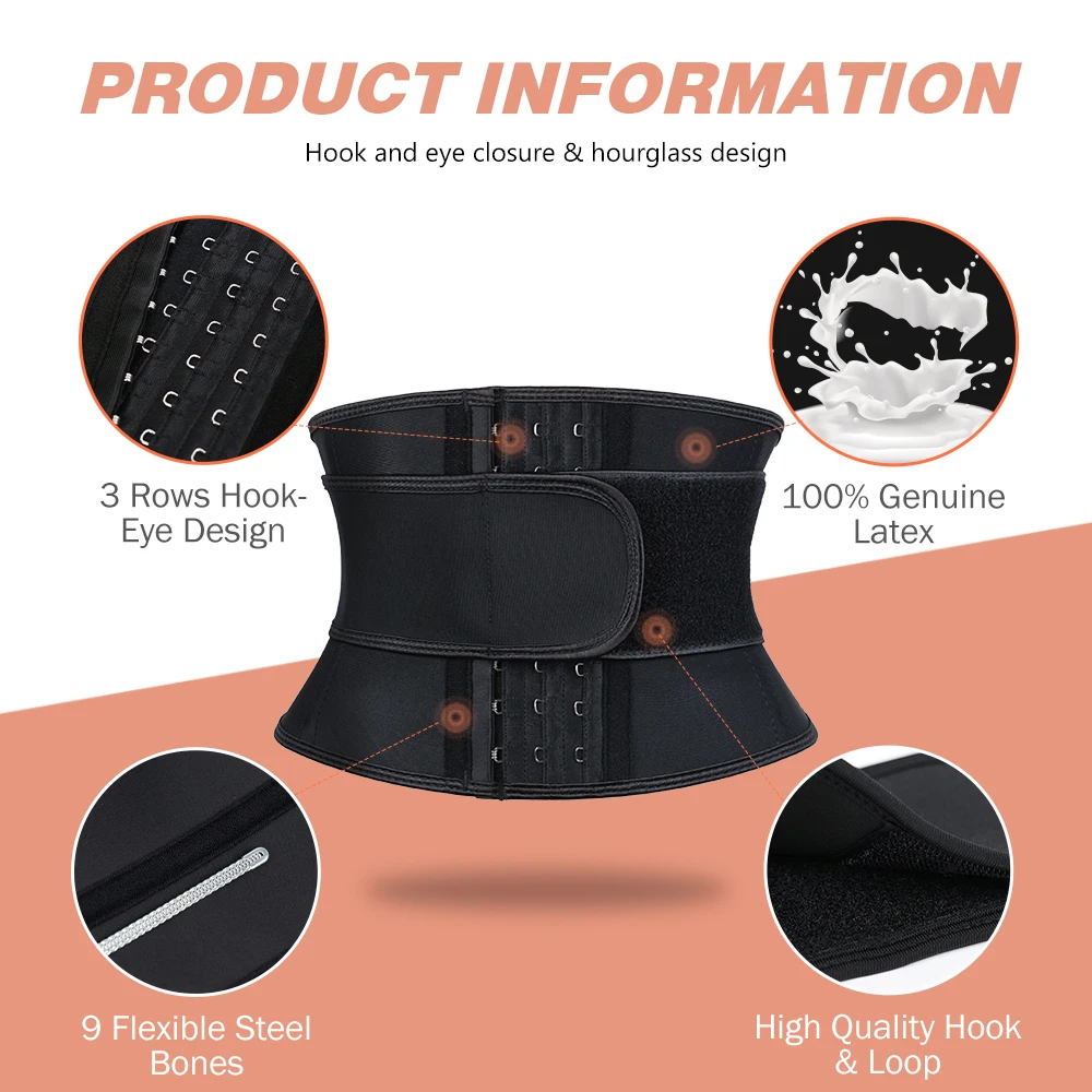 Atbuty Lose Weight Flat Belly Belt Short Latex Workout Waist Trainer Tummy Girdle Women Binder Shapers Modeling Strap Body Fajas