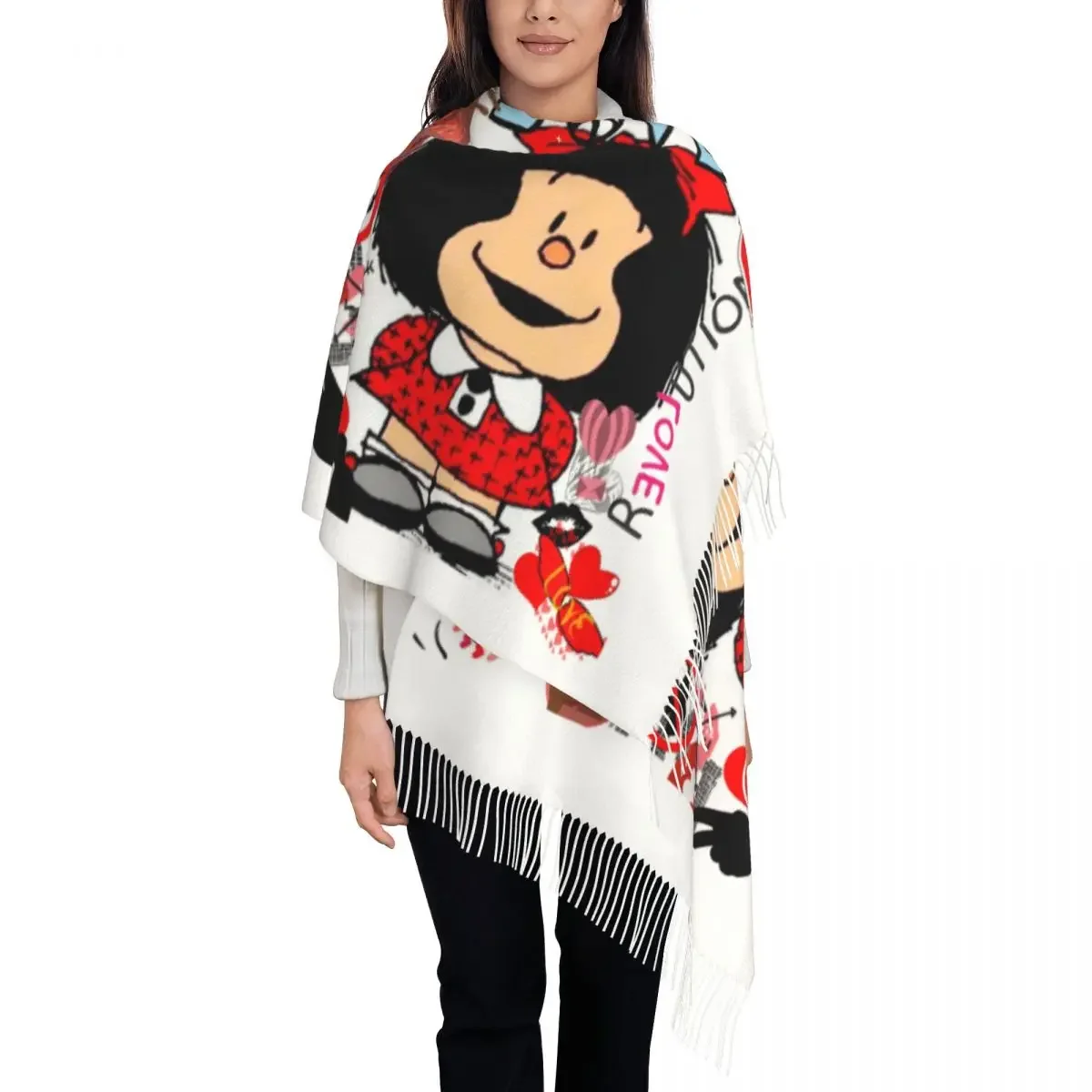 Женская зимняя шаль с рисунком Love And Mafalda