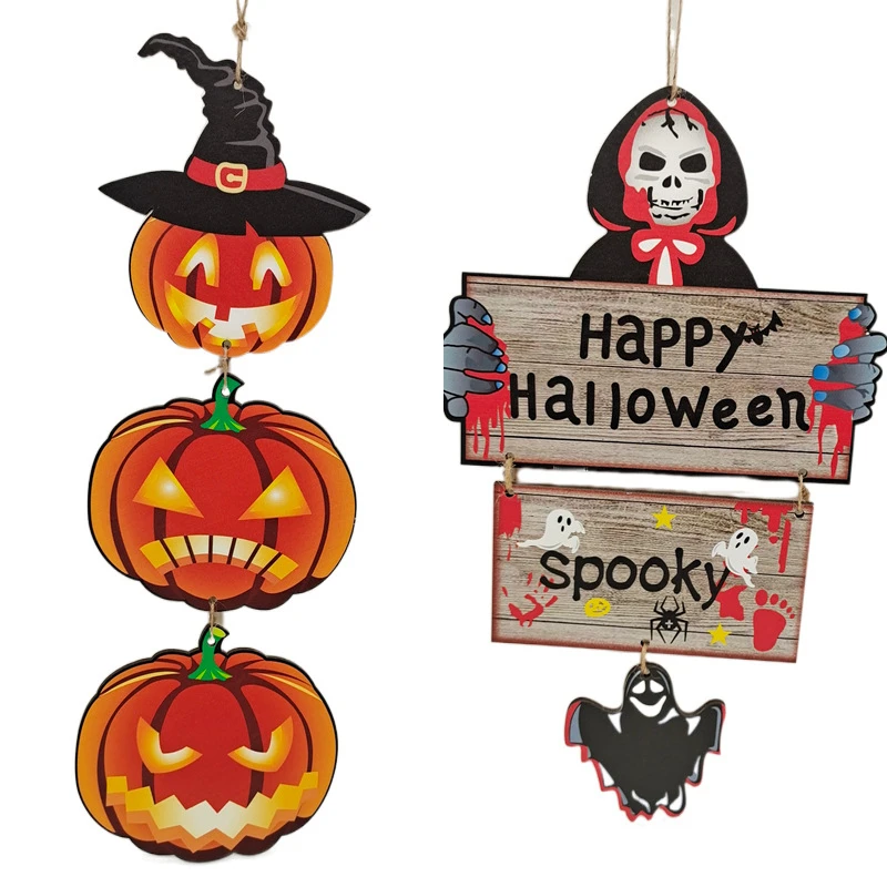 

Cartoon Cute Halloween Wooden Crafts Pumpkin Pendant Creative Kawaii Outdoor Garden Tree Hanging Card Decoration Gift Wholesale