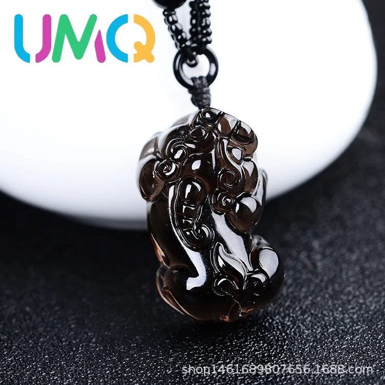 

Longma Jewelry Natural Obsidian Elbow Pendant Men's and Women's Pendant Ice Obsidian Rainbow Eye