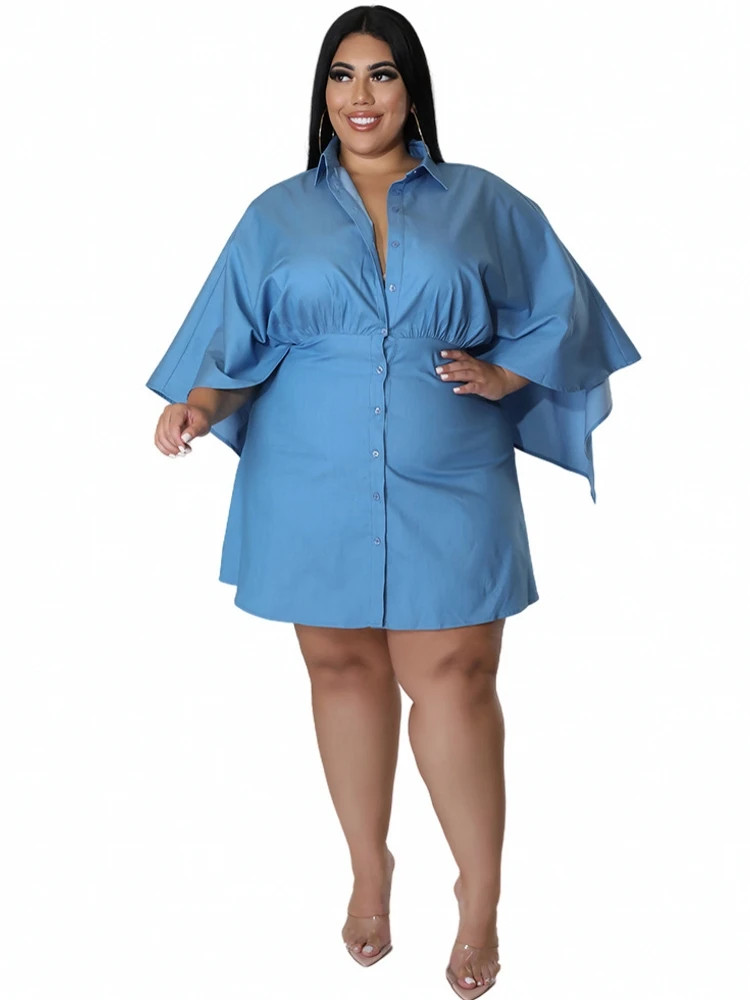 

Модель 4XL, женская одежда, однобортное свободное платье-рубашка трапециевидной формы с отложным воротником, элегантное осеннее модное плат...
