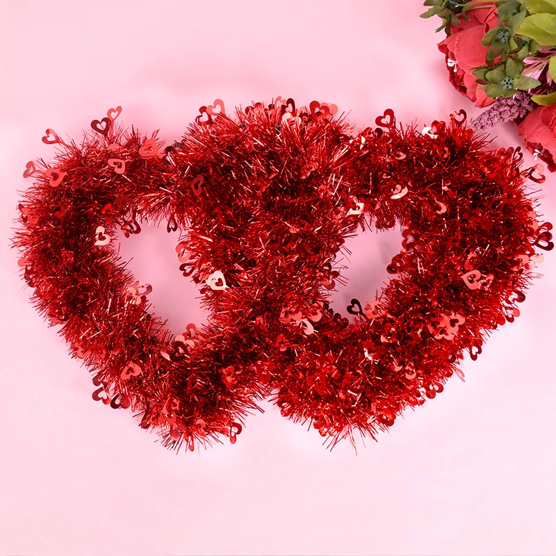 30 см красный венок в форме сердца любви мишура венки Свадебная вечеринка