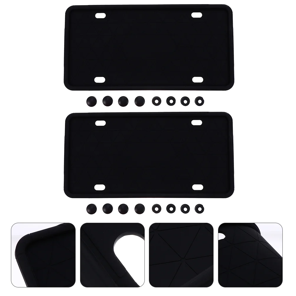 

2pcs Car Silicone License Plate Frame Scratch-proof Number License Plate Holder