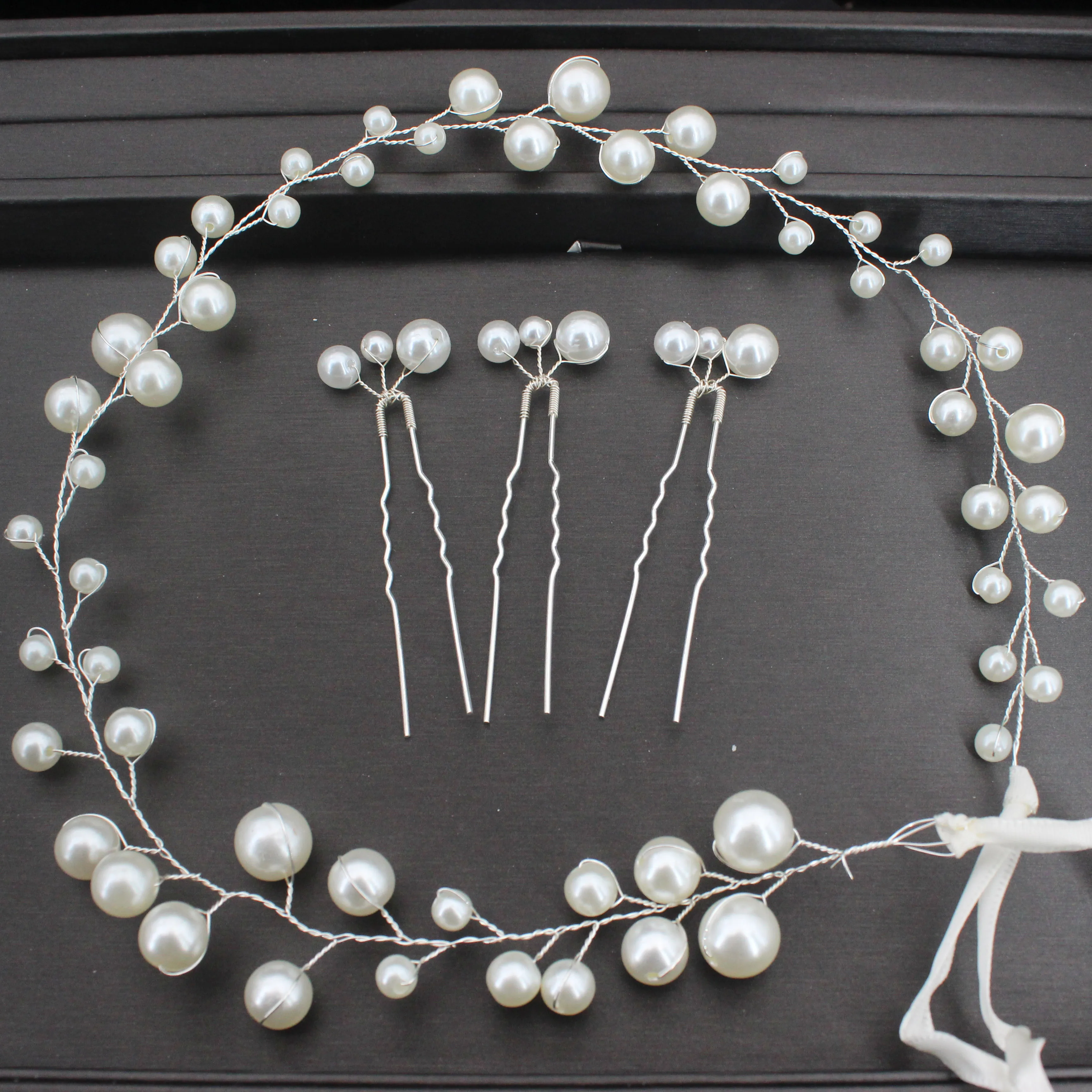 

New Pearl Flower Headband Bridal Wedding Crown Hair Accessories Women Hair Band Tiara Crystal Headpiece Hair Jewelry Gifts