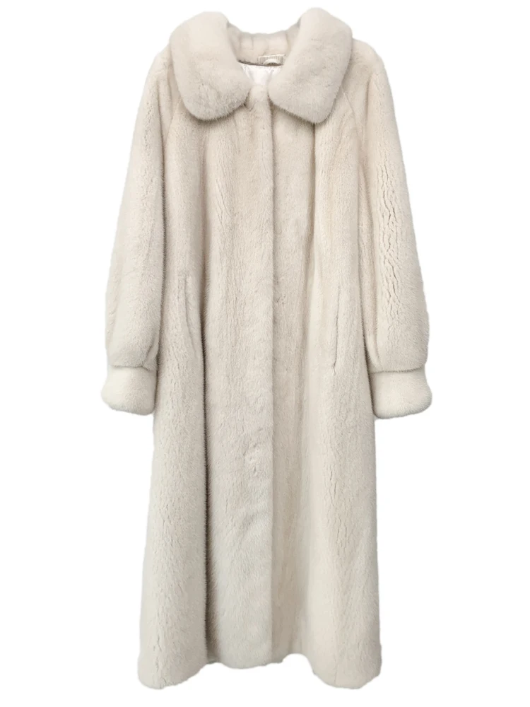 Winter New Imported Velvet Marten Overcoats Female Whole Mink Mink Fur Long Overknee Coat