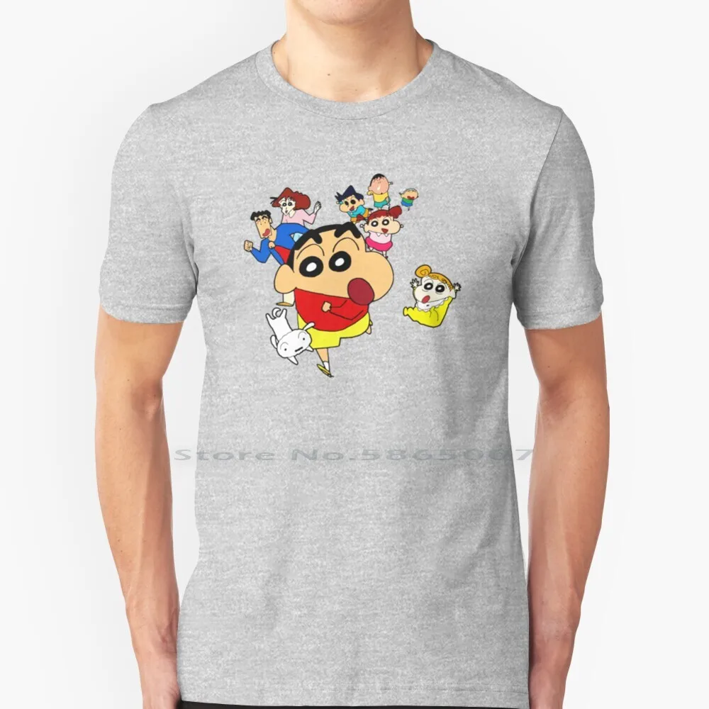 

Мультяшная Ssincan художественная Футболка 100% хлопок мультфильм Аниме Манга Sinchan Crayon Kawaii Shinnosuke милые дети большой размер 6xl футболка подарок