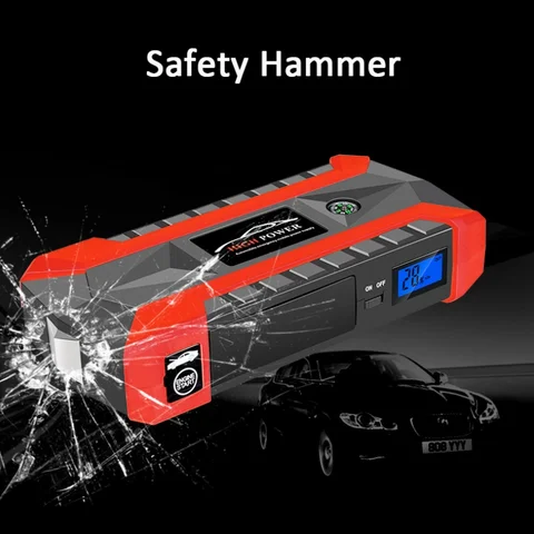 Портативный внешний аккумулятор 20000 мАч 600A, автомобильный аккумулятор, стартер Powerbank, автомобильная перемычка, аварийный запуск двигателя для iphone Tablet