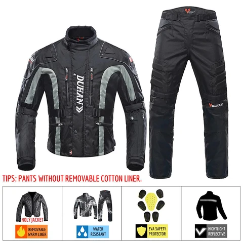 Мотоциклетная куртка Духан для осени и зимы, мото + защитные штаны, мотоциклетный костюм, комплект одежды для туризма, защитное снаряжение