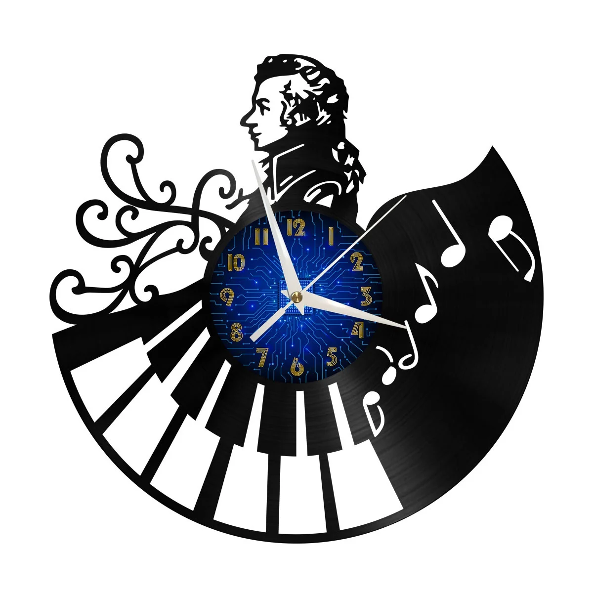 

Pianist Vinyl Wall Clock, Vinyl Record Clock Wall Art Silent & Non-ticking