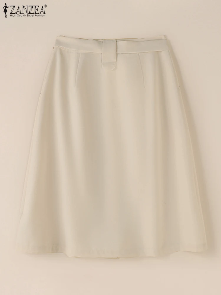 ZANZEA/2024 летние юбки до колена на пуговицах элегантные женские модные короткие с