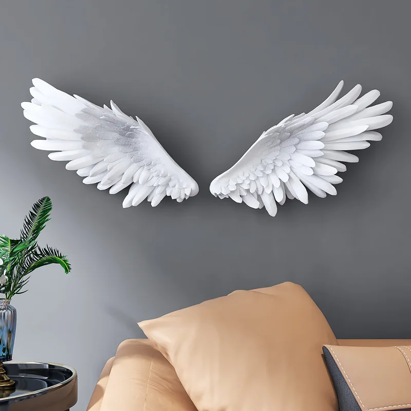 Nordic living room TV background wall decoration pendant feather hanging wing |