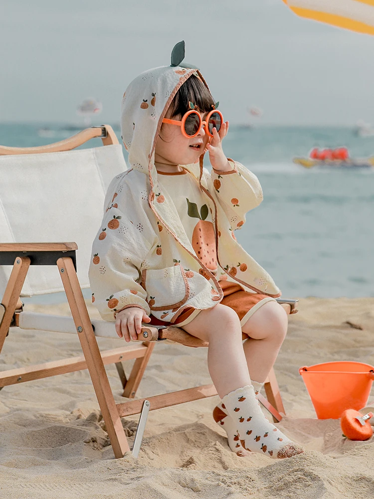 Детские жаккардовые вязаные носки с фруктами летние новые средней длины