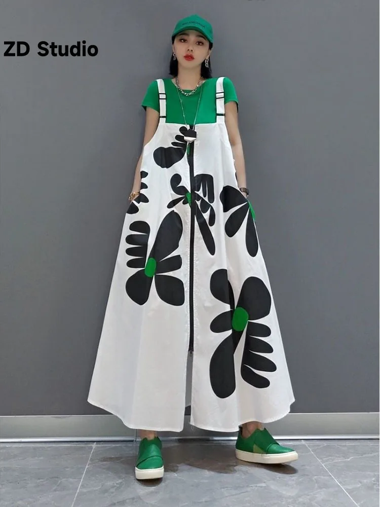 

[ZD Studio] 2023 Summer Fashion Dress Korean Print Casual Strap Dress Personalized Women