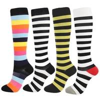 new men compression stockings menwomen color compression socks patchwork striped sock blood circulation gym sport stocking