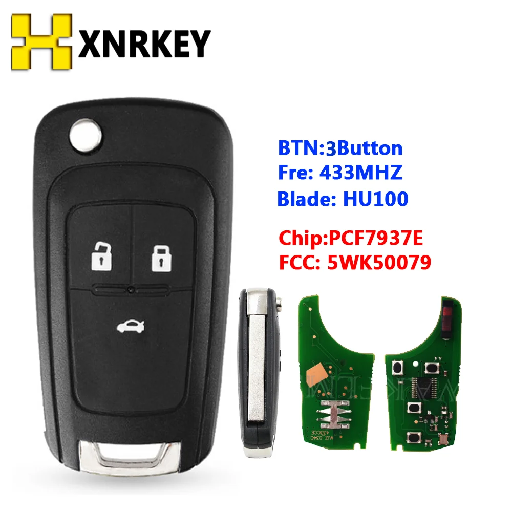 

XNRKEY 3 Button Remote Flip Key for Opel Valeo 46 Vauxhall Astra H Insignia J Vectra C Corsa D Zafira G with 433Mhz PCF7937E