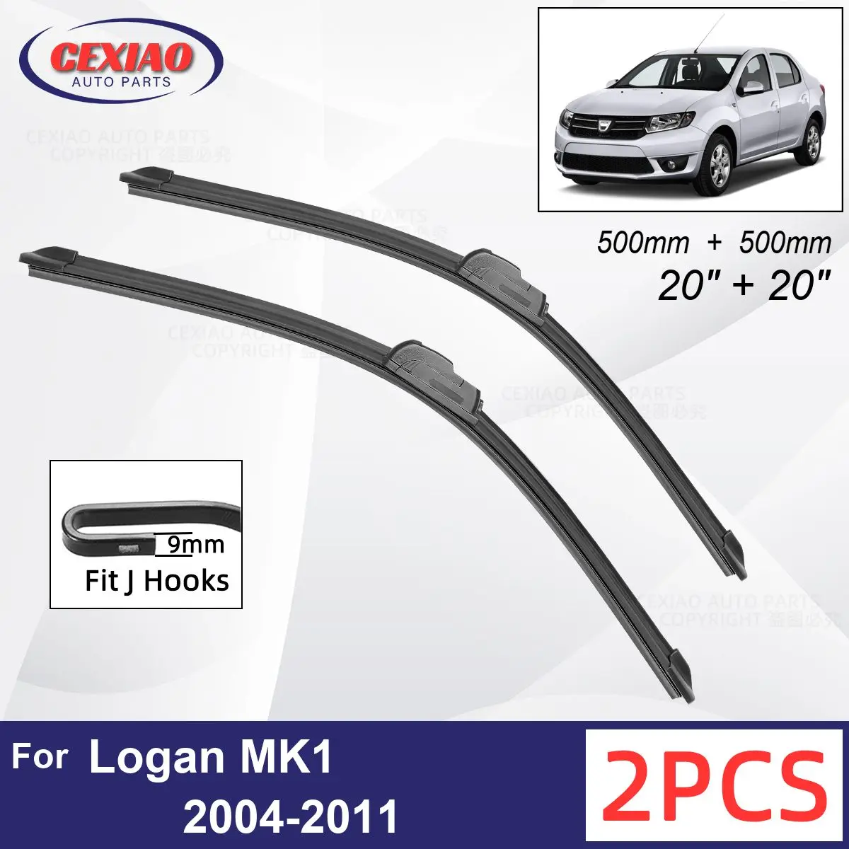 

Car Wiper For Dacia Renault Logan MK1 2004-2011 Front Wiper Blades Soft Rubber Windscreen Wipers Auto Windshield 20" 500mm