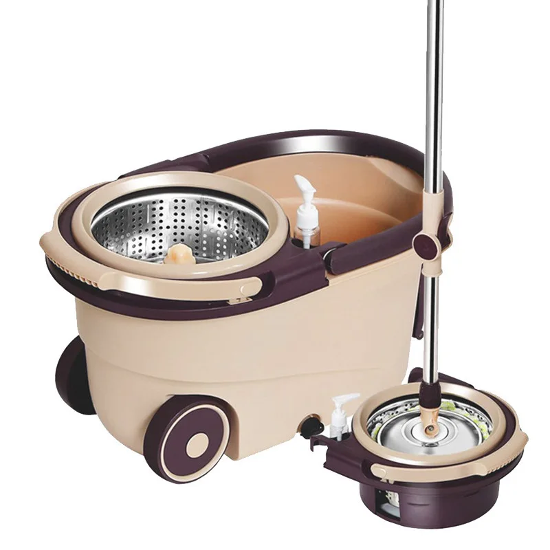 Ручная вращающаяся швабра с ведром ведро каплей сухая ленивой Швабра для пола