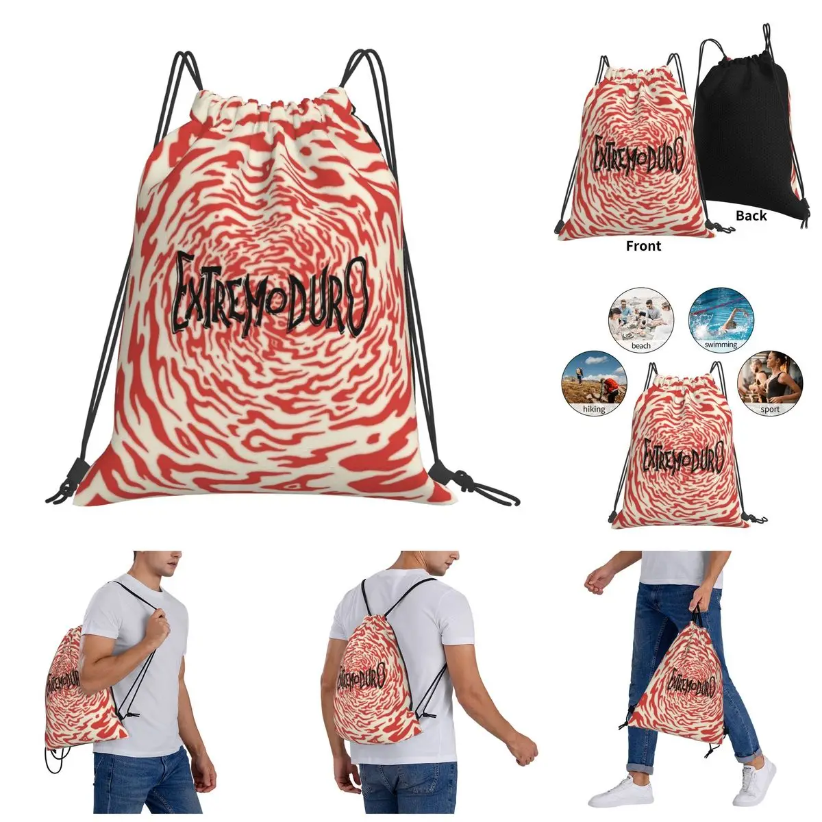 

Drawstring Backpack Fondo Extremoduro 6 Humor Graphic Vintage Drawstring Bags Gym Bag Backpack