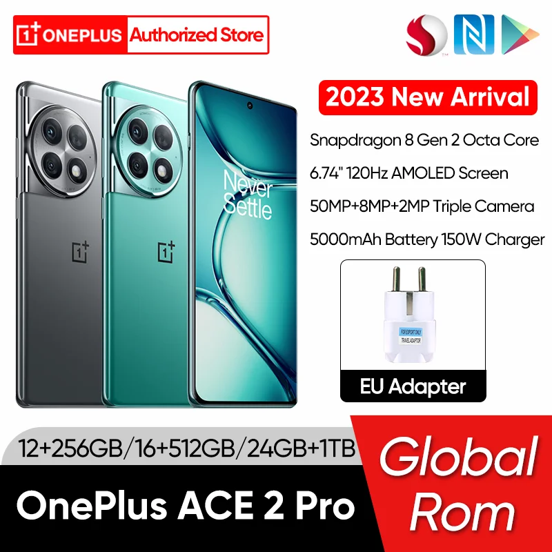 Oneplus ACE 2 Pro 5G Global Rom Snapdragon 8 Gen 2 6.74'' 120Hz AMOLED Display Screen 5000mAh Battery 150W SUPERVOOC Charge