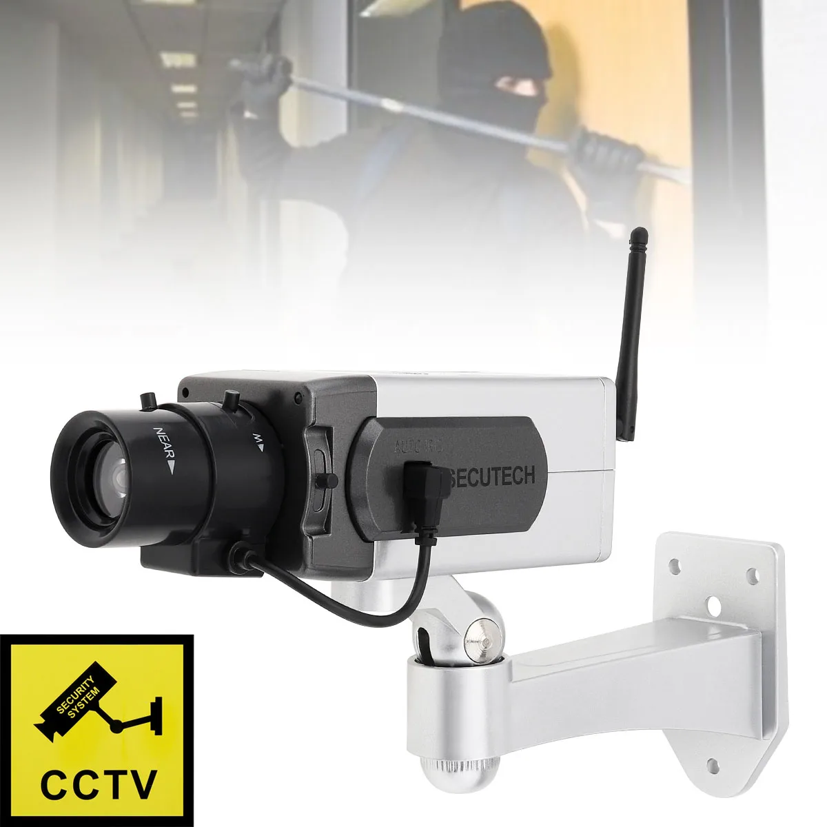 Model Simulation Security Camera Motion Detection Auto Rotation Waterproof Fake Monitor Camera with Blinking Flashing Red Light