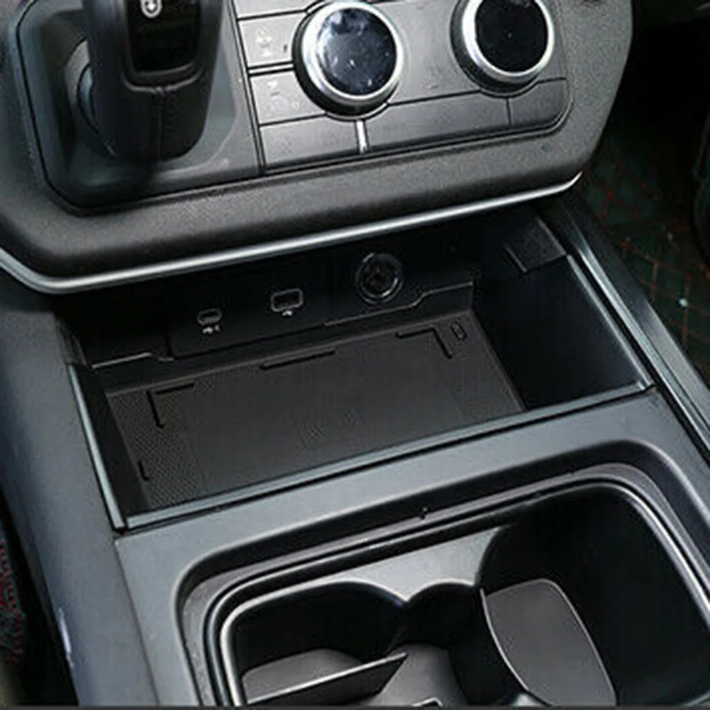 

Car Central Control Storage Box Perfect Match Wireless Charger ABS Black Central Storage Box Direct Mount Easy Installation