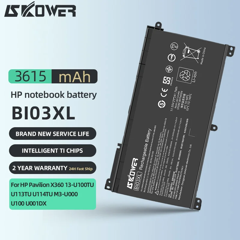 Аккумулятор SKOWER BI03XL ON03XL для HP Pavilion X360 13-Uxxx M3-Uxxx Stream 14-Axxxx TPN-W118 HSTNN-UB6W HSTNN-LB7P 41 7WH 11 55 В