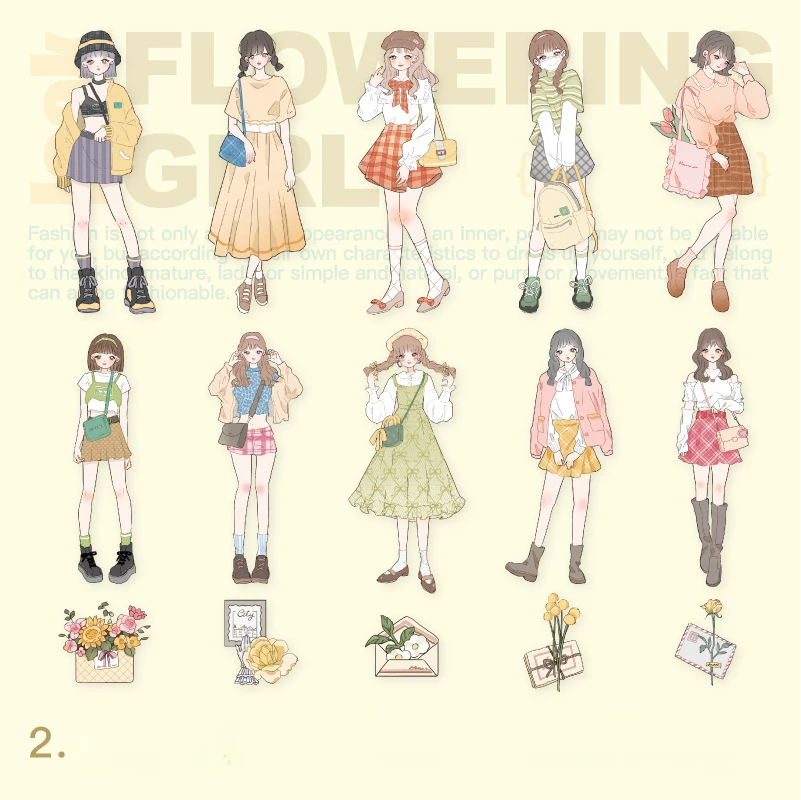 

Mr. Paper светильник в стиле ретро с цветочным рисунком для девочек, модная одежда, рисунок, руководство, материал, наклейка, канцелярские принадлежности, 30 шт./упаковка