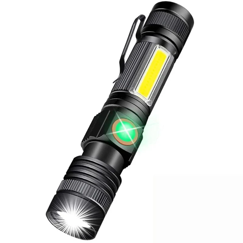 

Светодиодный карманный тактический фонарик высокой мощности, суперъяркий Магнитный фонарь с Cob-матрицей, водонепроницаемый фонарь с фокусировкой, 4 режима, для улицы