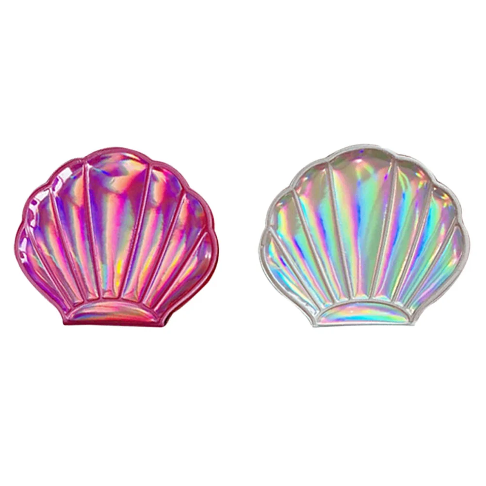 

2 Pcs Pocket Magnifying Glass Shell Makeup Mirror Exquisite Double Side Vintage Women Woman