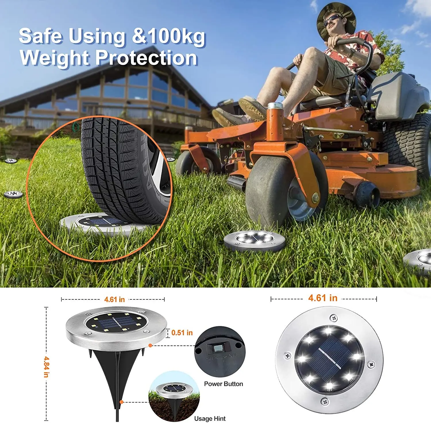 Уличные водонепроницаемые садовые фонари на солнечной батарее IP65 8/10 светодиодов