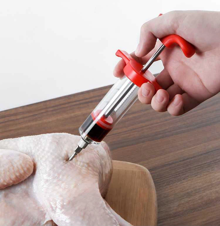 

BBQ Meat Syringe Marinade Injector with 3 Stainless Steel Needles Turkey Chicken Syringe Sauce Injection Kitchen Tools GYH