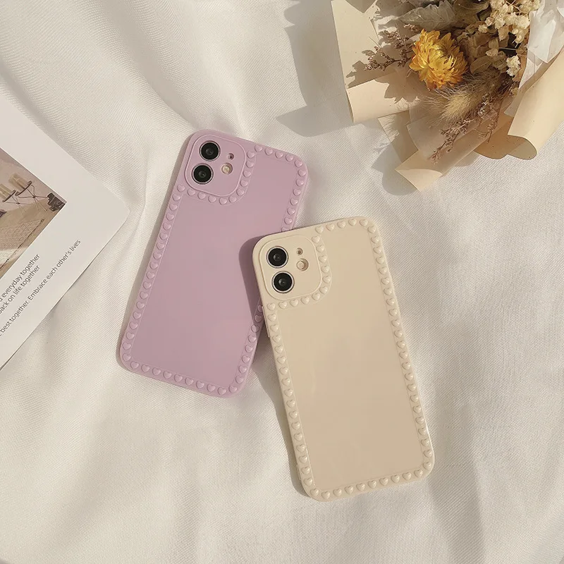 Simple Pure Color Heart Photo Frame Phone Case For Iphone 13 12 11 Pro Max X XR XSMAX 7 8 Plus SE TPU Case Cover New Products