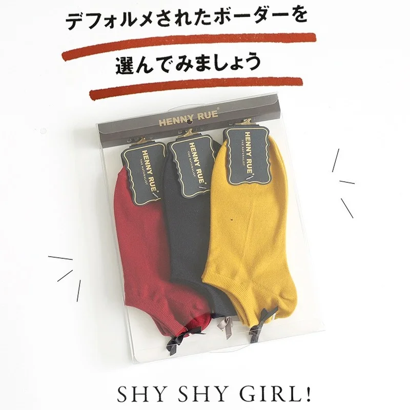 3pairs HENNY RUE cotton socks lady stealth comfortable high quality boat socks spring and summer boat Ankle socks gift 1721
