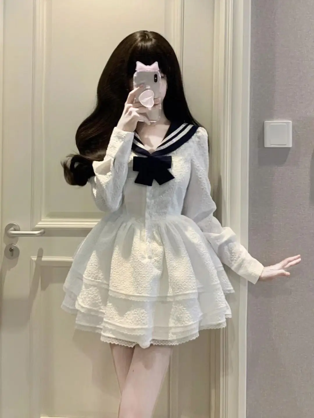 Белое платье в стиле преппи женское весеннее французское высококачественная