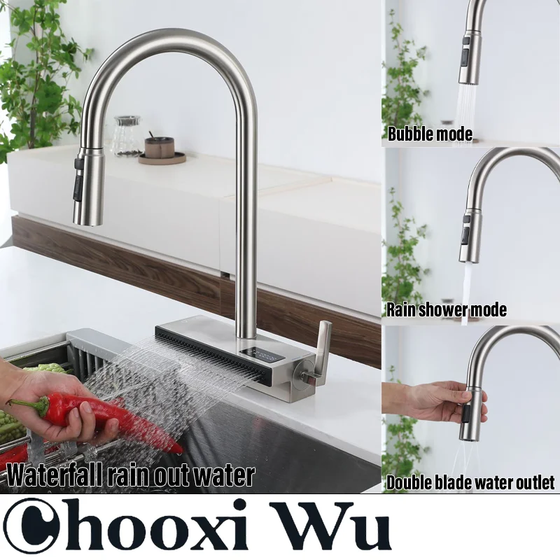 Многофункциональный кухонный кран CHOOXIWU с поворотным выдвижным распылителем и