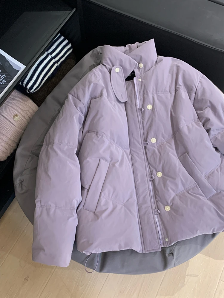 Plus size Stand Collar Windbreak Pink down Jacket Cotton-padded Clothes Women Autumn and Winter New Thickened Warm Coat ...