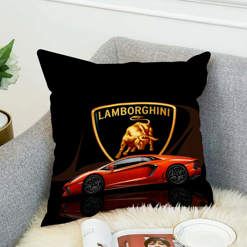 

Lamborghini Throw Pillow Covers for Bed Pillows Cushion Cover 45*45 Pillowcases Silk Pillowcase Cushions Home Decor Pilow Cases