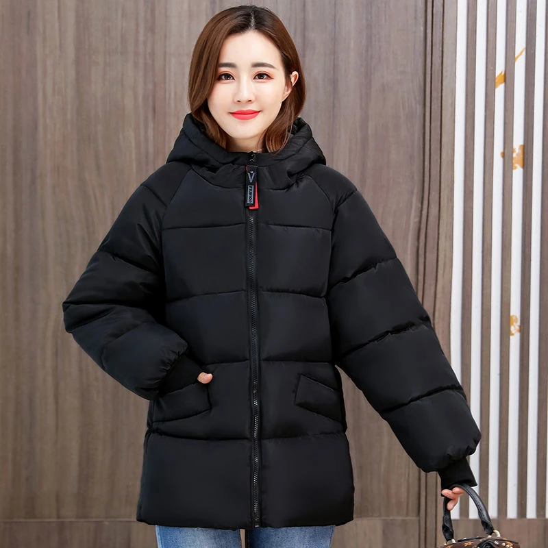 Women Oversize Hooded Down Parka 2022 New Winter Thick Warm Cotton Coat Long Sleeve Cotton-Padded Warm Loose Tops Female Outwear