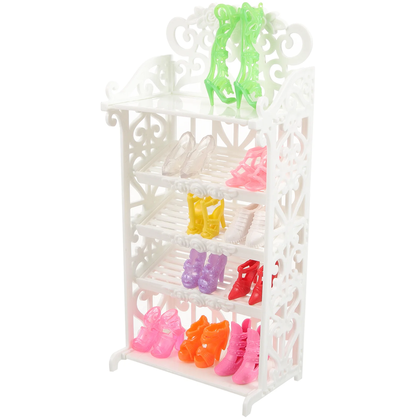 

Toy Miniature Plastic Shoe Rack Furniture Storage Dollhouse Adornment