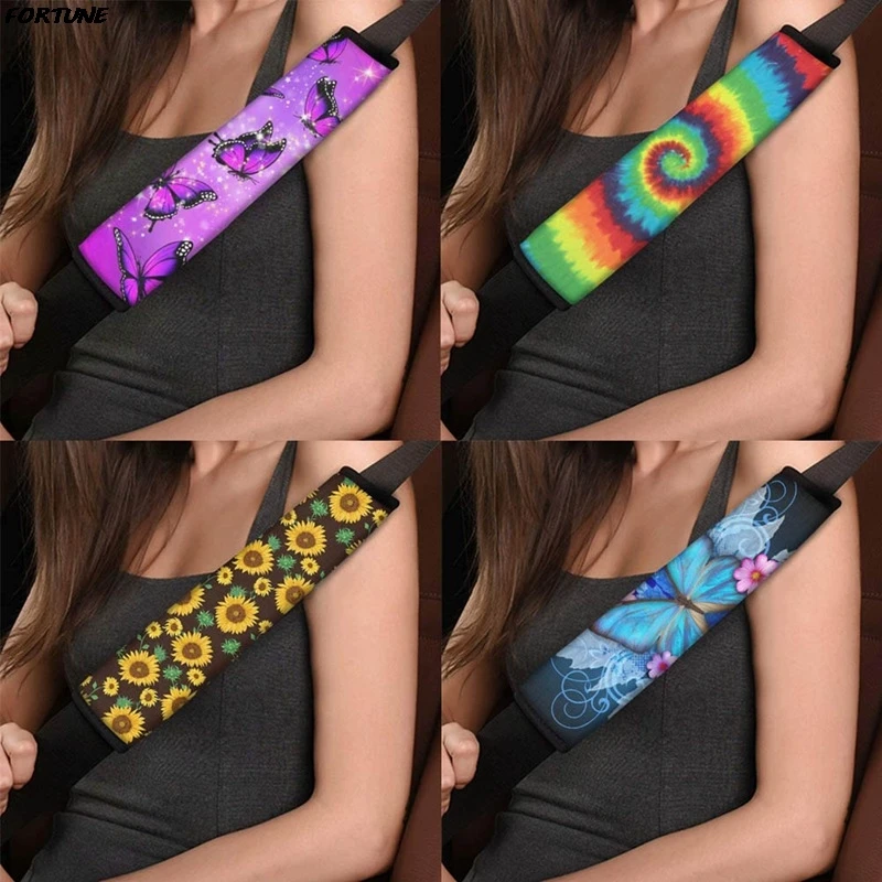 

Butterfly Skull Flower Printed Car Seat Belt Shoulder Pads Cover Auto Seat Belt Protector For Car Interior Styling Accessories