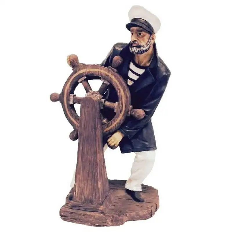 

in. Old Man the Sea "Captain" Helm Boat Nautical Beach Large Statue