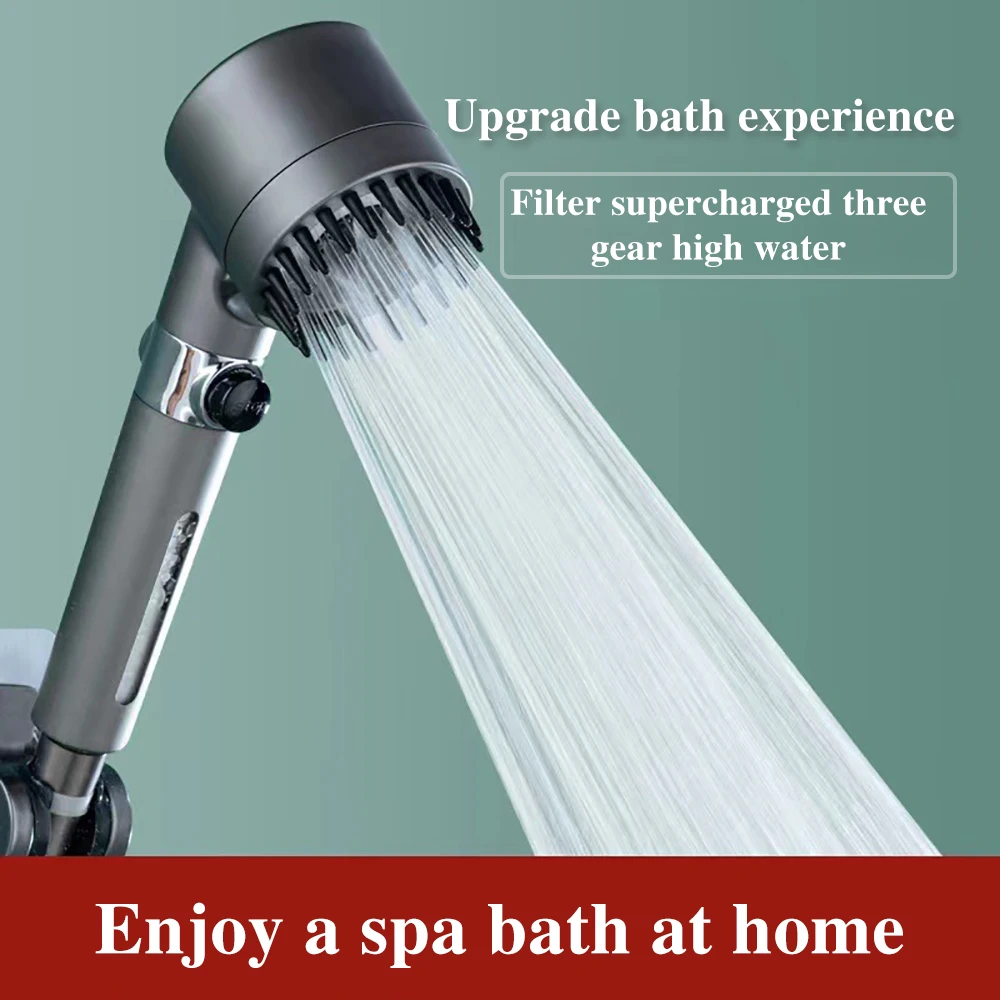 

Pressurized Shower Head 3 Models Adjustable High Pressure Shower One-key Stop Water Massage Eco Shower Bathroom Accessories
